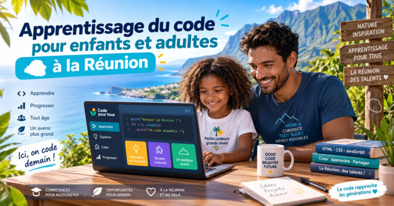Apprentissage du code pour enfants et adultes à la Réunion!
